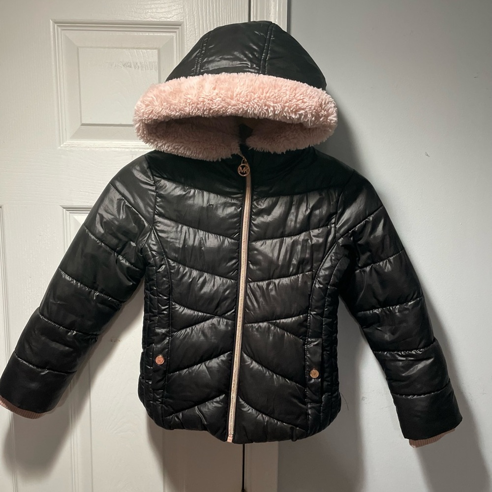 6x kids Michael Kors Girls Heavy Weight Puffer With Faux Fur Hood